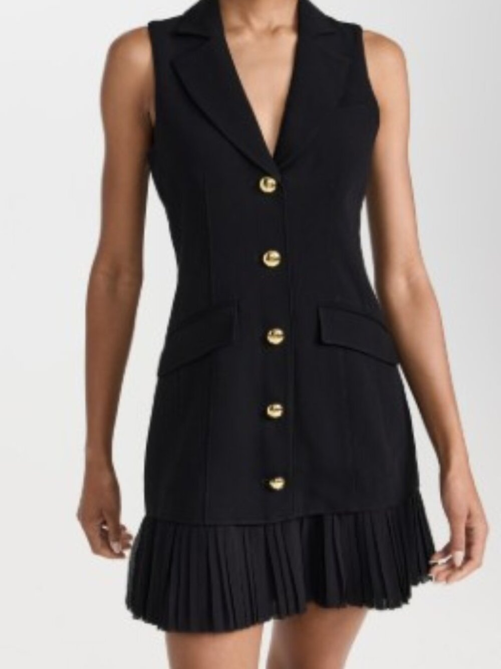 NWT Cinq à Sept Reagan Black Gold Button Mini Dress 10